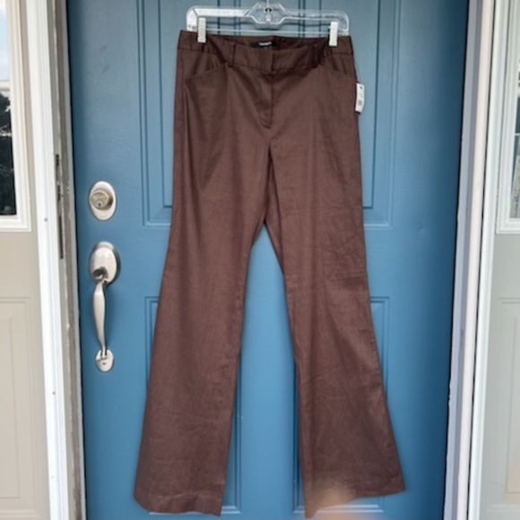 Tahari Pants - TAHARI LINEN BLEND COASTAL GRANNY BROWN ZIP PANTS NWT SIZE 8